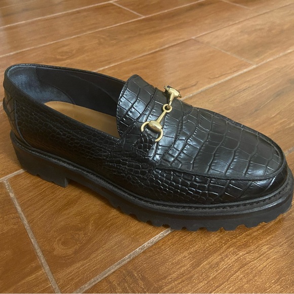 B&W Croc Horsebit Loafers – Size 7.5 (Fits 8.5)